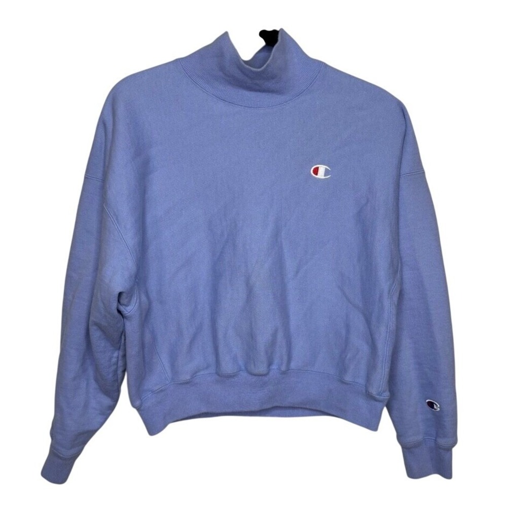 Champion Reverse Weave Oversized Sweatshirt Womens XS Periwinkle Crop Athleisure